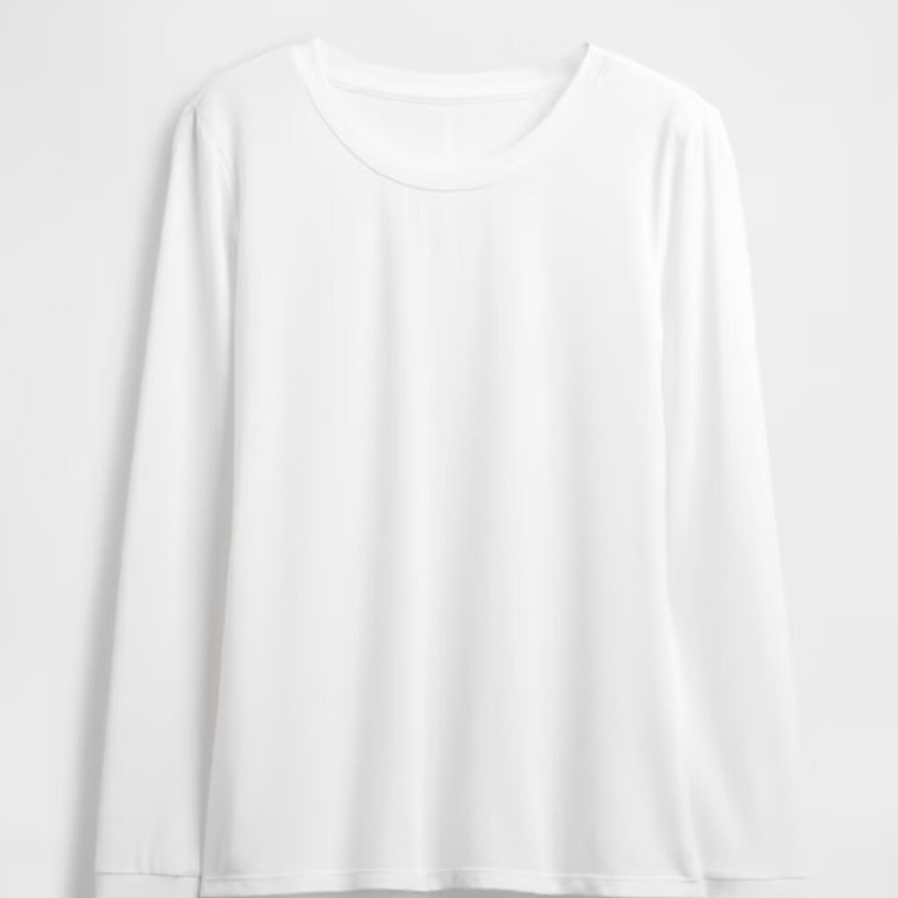 NWT GapFit Brushed Tech Jersey long-sleeve White Large